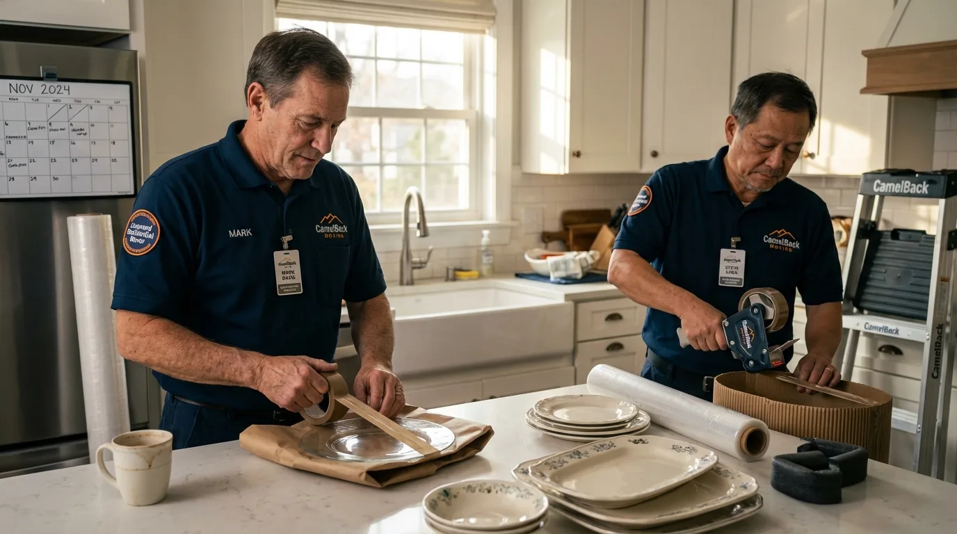 Professional crew packing kitchen dishware in Croydon, PA